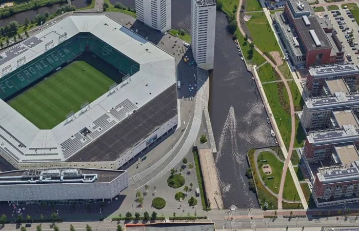 Vision 10 met 3D stadsmodel — fotorealistisch 3D model van Groningen raadpleegbaar via de online viewer