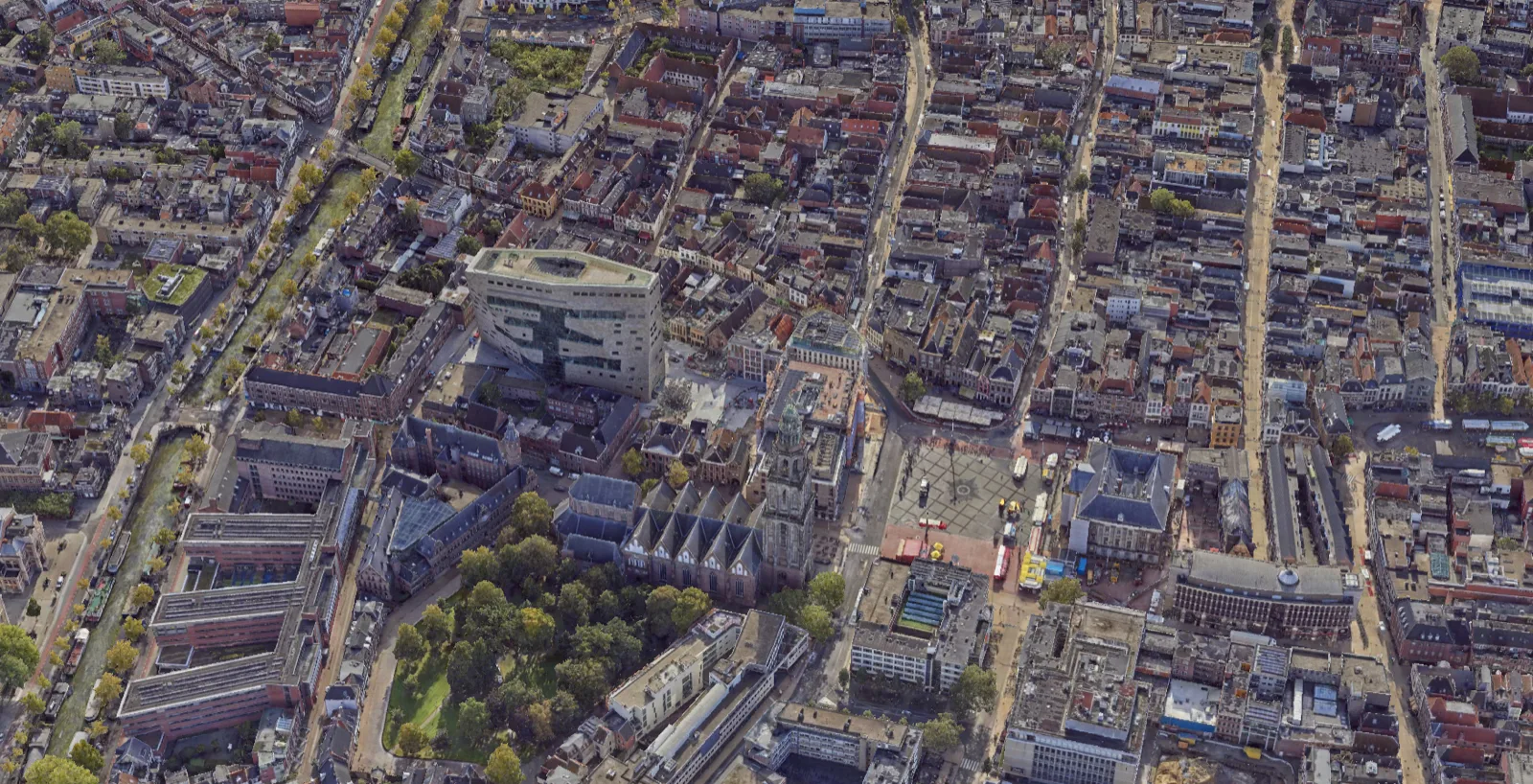 3D stadsmodel Groningen bovenaanzicht — fotorealistisch digitaal model voor zichtanalyses en stedenbouwkundige planvorming