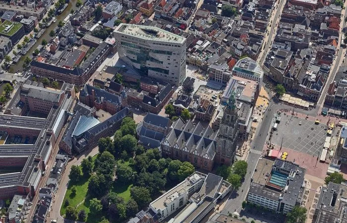 LiDAR puntenwolk detailscan van bebouwde omgeving — nauwkeurigheid ±5 cm voor infrastructuurplanning