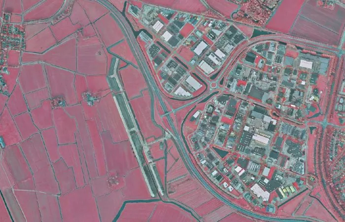 Near Infrared (CIR) luchtfoto Friesland — vegetatieclassificatie sloten