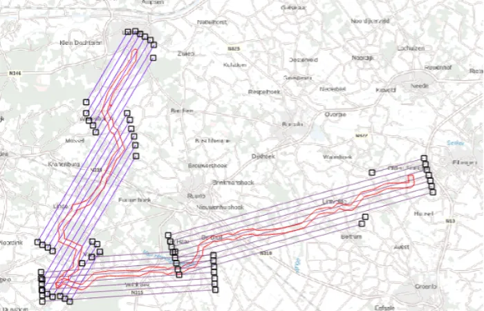 Vitens paspuntenmeting op locatie langs het tracé